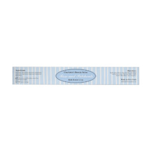 Pale Blue Striped Beauty Salon 4oz Product Label