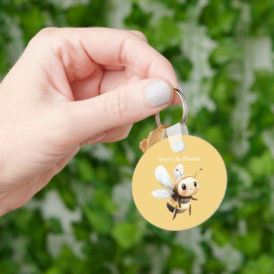 Pale Blue Sweet As Honey Cute Happy Bee Key Ring