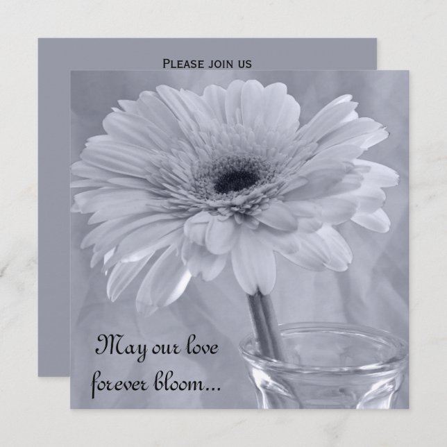 Pale Blue Tinted Daisy Wedding Invitation (Front/Back)