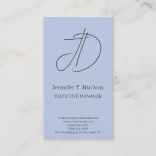 Pale blue trendy classical monogram profile card