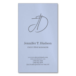 Pale blue trendy classical monogram profile card