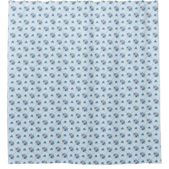 Pale Blue Watercolor Flowers Shower Curtain (Front)