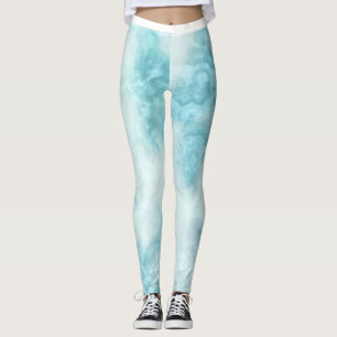Pale Blue Watercolor Pattern Leggings