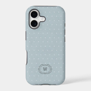 Pale Blue White Polka Dot Framed Monogram