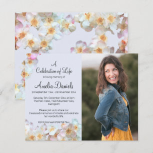 Pale Blue Wildflower Photo Celebration of Life Invitation