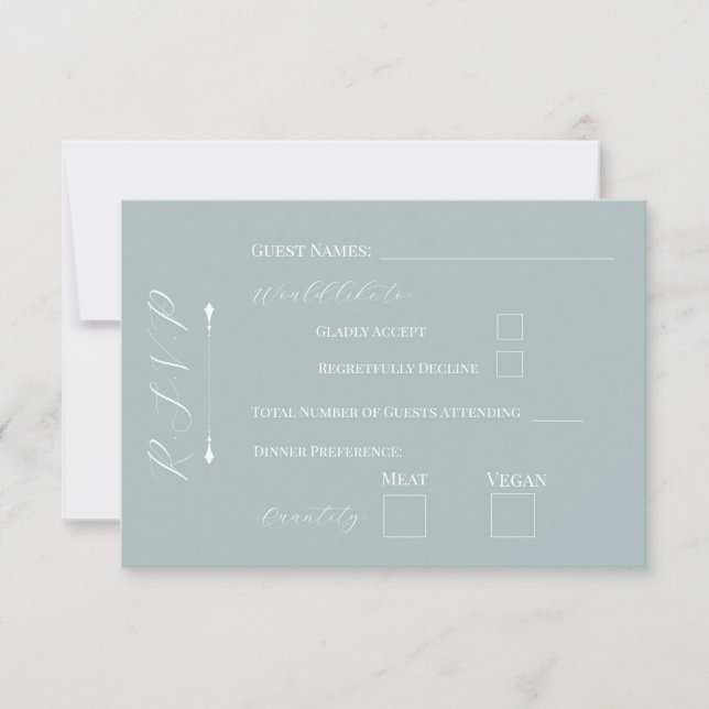 Pale Blue with Peaches RSVP Card (Front)