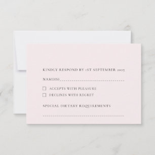 Pale Blush Light Pink Plain Solid Background  RSVP Card