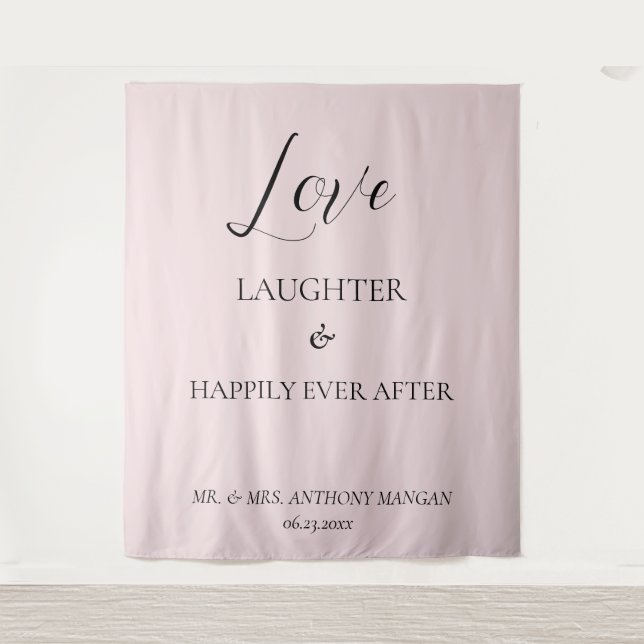 Pale Blush Love Ever After Backdrop Tapestry (Front)