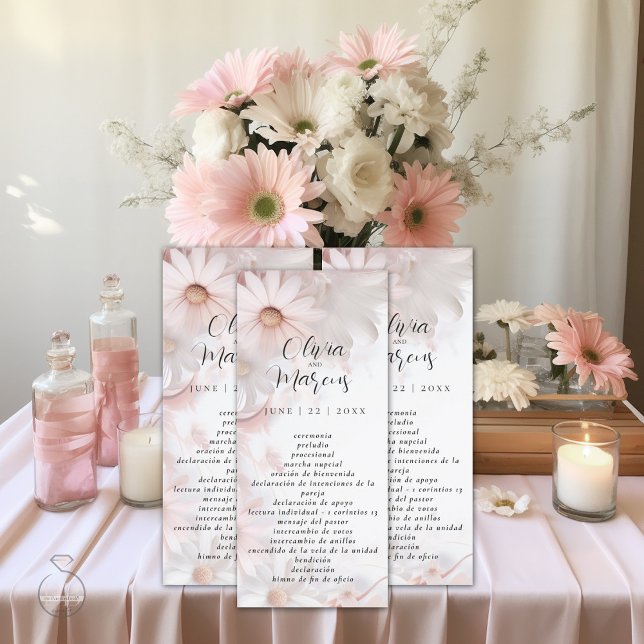 Pale Blush Pink Daisy Programa de bodas (Creator Uploaded)
