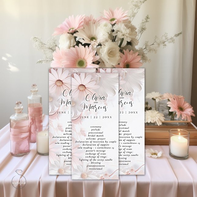 Pale Blush Pink Daisy Wedding Program (Creator Uploaded)