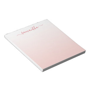 Pale Blush Pink Gradient Girly Signature Notepad
