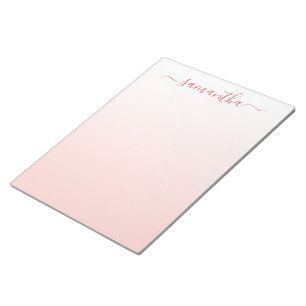 Pale Blush Pink Gradient Girly Signature Notepad