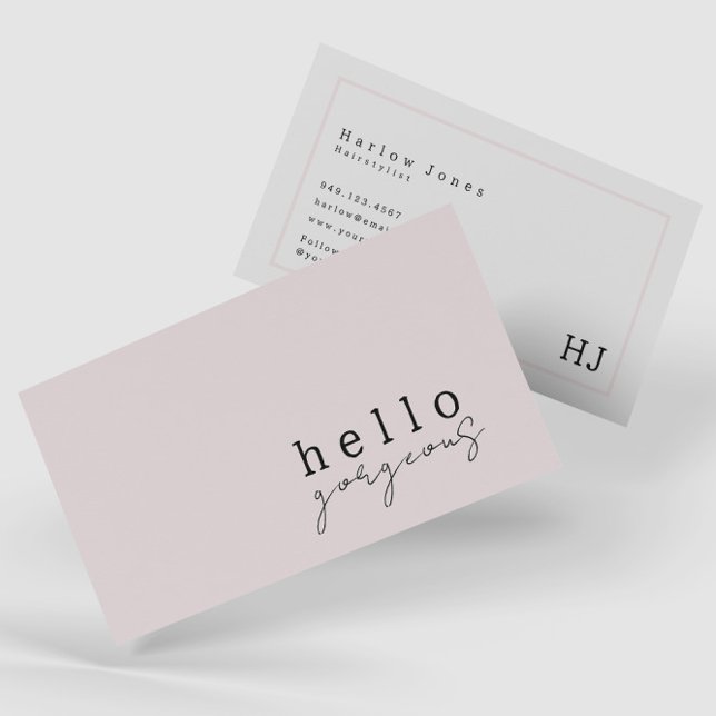 Pale Blush Pink Hello Gorgeous Beauty Minimalist Business Card (Creator Uploaded)