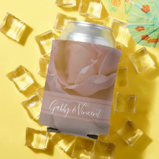 Pale Blush Pink Rose Floral Wedding Favours Can Cooler