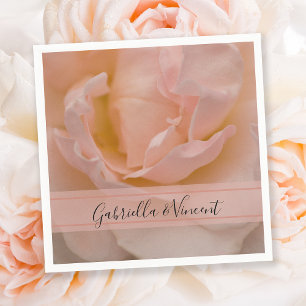 Pale Blush Pink Rose Floral Wedding Napkin