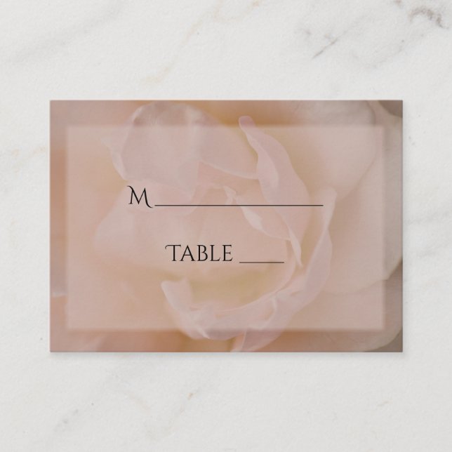 Pale Blush Pink Rose Floral Wedding Place Card (Front)