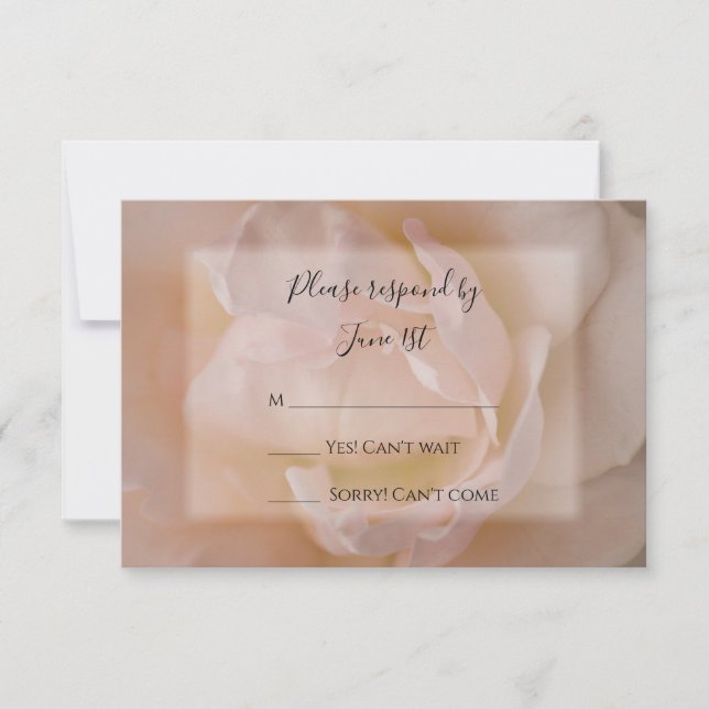 Pale Blush Pink Rose Floral Wedding RSVP Response (Front)