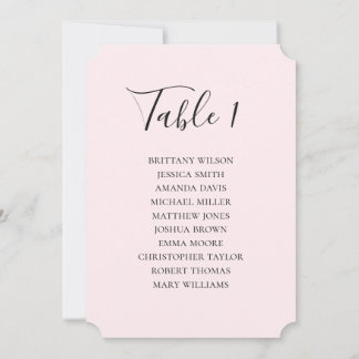 Pale Blush Pink Wedding Minimalist Seating Chart Invitation