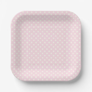 Pale Blush Pink with Off-White Dot Pattern Paper Plate