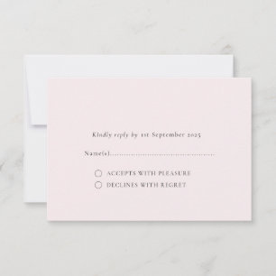Pale Blush Romantic Minimal Solid Plain Background RSVP Card