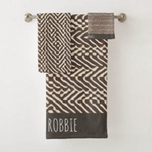 Pale brown fabric rugs Geometric Pattern Bath Towel Set