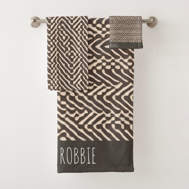 Pale brown fabric rugs Geometric Pattern Bath Towel Set (Insitu)