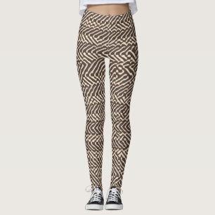 Pale brown fabric rugs Geometric Pattern Leggings