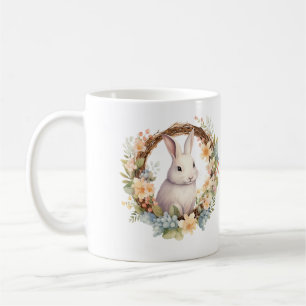 Pale Bunny Rabbit with Spring Flowers BLANK Coffee Mug