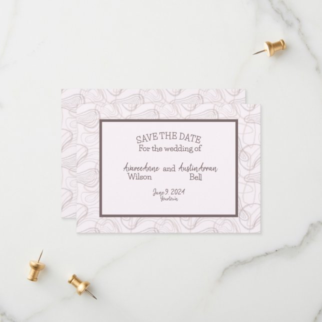 Pale Burgundy Abstract Wedding Save The Date (Front/Back In Situ)