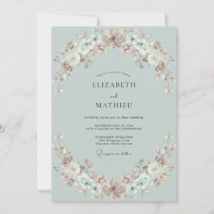 Pale Celadon Blossom Wedding Invitation