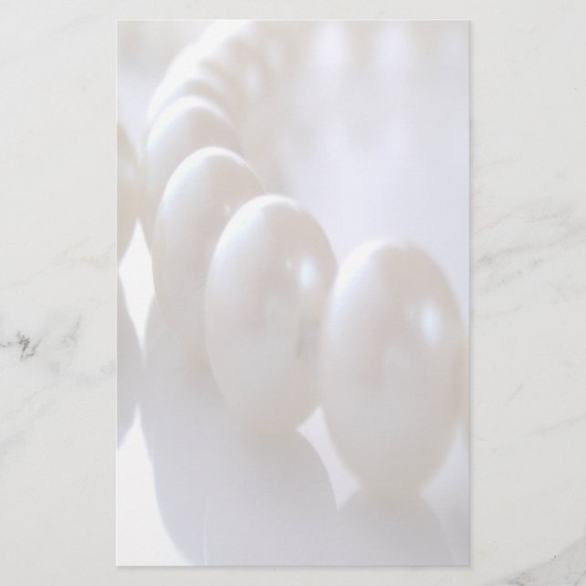Pale Classic Pearls Wedding Stationery (Front)
