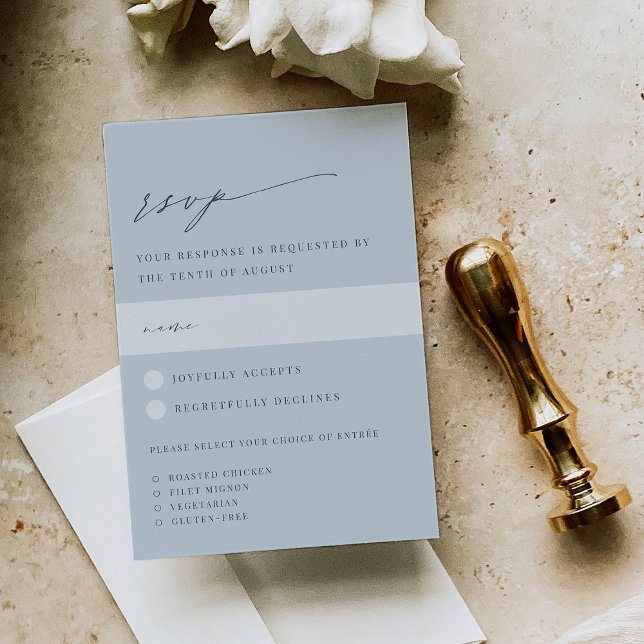 Pale Coastal Blue Wedding Meal Choice RSVP Card (Creator Uploaded)