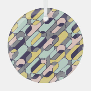 Pale Colours Geometric: Retro Pattern Glass Tree Decoration