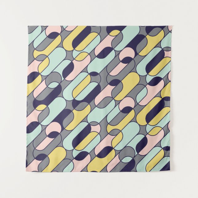 Pale Colours Geometric: Retro Pattern Tapestry (Front)