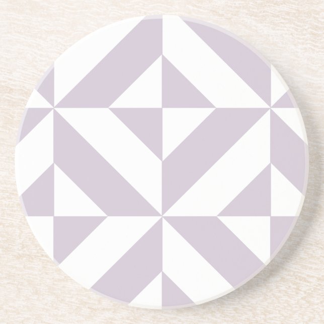 Pale Cool Grape Geometric Deco Cube Pattern Coaster (Front)