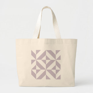 Pale Cool Grape Geometric Deco Cube Pattern Large Tote Bag