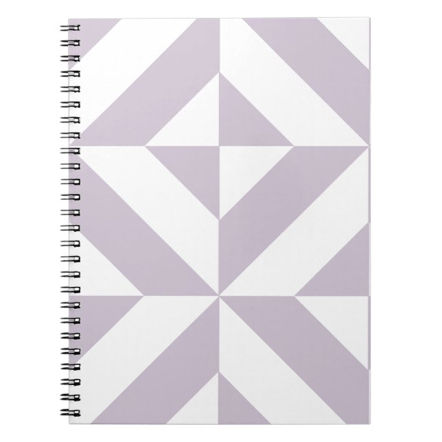 Pale Cool Grape Geometric Deco Cube Pattern Spiral Notebook (Front)