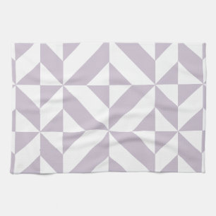 Pale Cool Grape Geometric Deco Cube Pattern Tea Towel