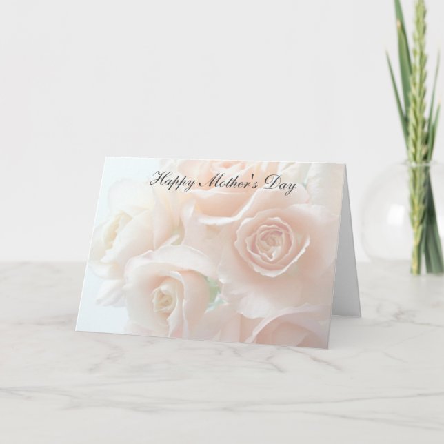 Pale coral roses Mother's Day Card (Front)
