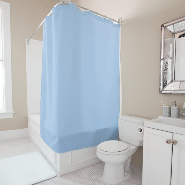 Pale Cornflower Blue Solid Colour Shower Curtain (In Situ)
