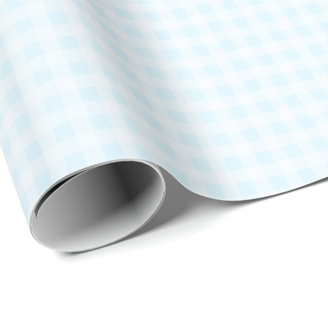 Pale Cyan Blue Gingham Wrapping Paper (Roll Corner)