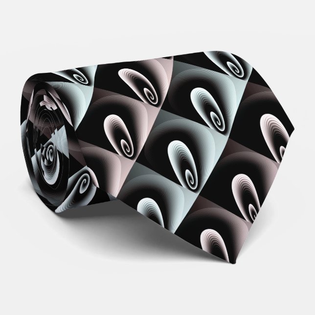 Pale Cyan Blue & Red Burgundy COOL Modern Pattern Tie (Rolled)