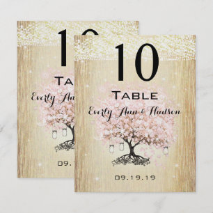 Pale Dogwood Heart Leaf Tree Table Number