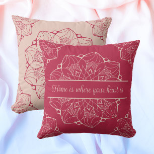 Pale Dogwood & Viva Magenta Mandala Personalised Cushion