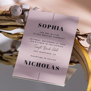 Pale dusty pink Elegant minimalist wedding QR Code Invitation