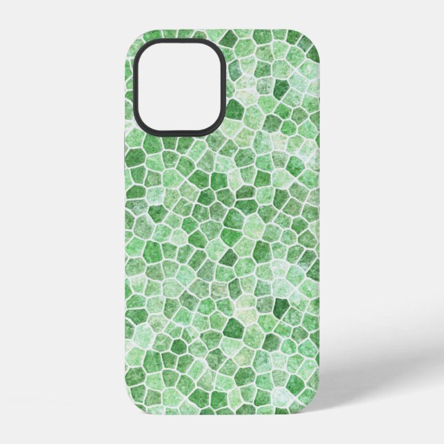 Pale Emerald and Pistachio Cobbled Patchwork iPhone Case (Back)