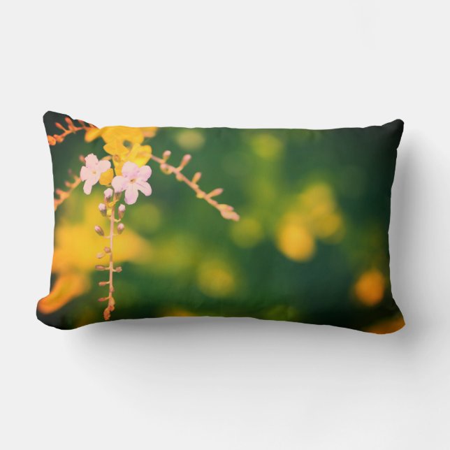 Pale Flowers Green Background Cushion Pillow (Front)