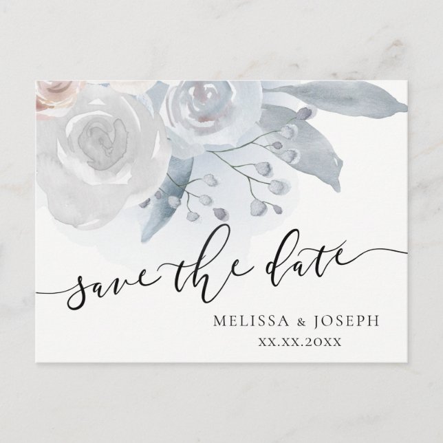 pale flowers | save the date announcement postcard (Front)