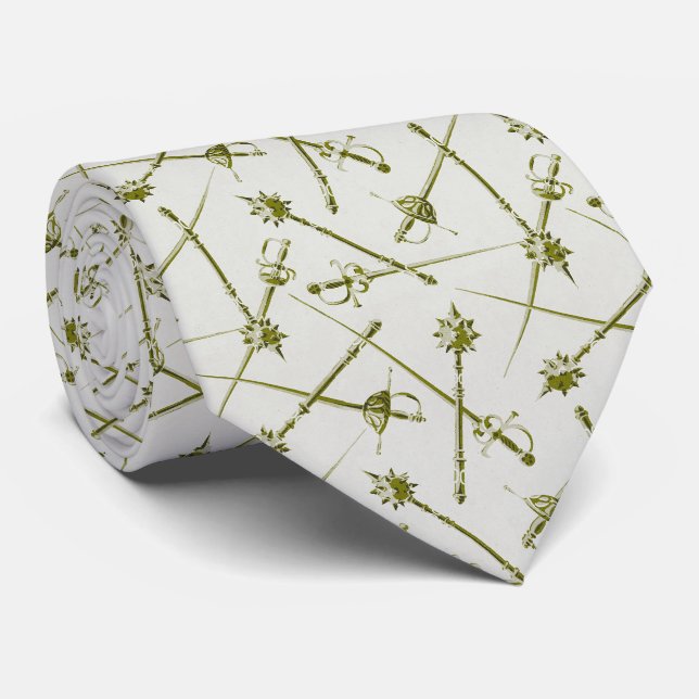 Pale Gold 1880s Melee Weapons Necktie (Rolled)