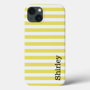 Pale Gold and White Stripes by Shirley Taylor  iPhone 13 Case